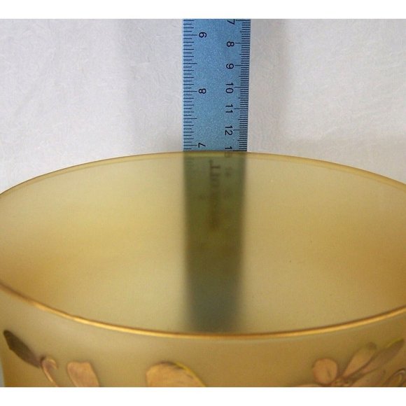 Satin Glass Golden Amber Pedestal Dish Flowers and Vines Vintage Lovely Decor 7" - Picture 8 of 9